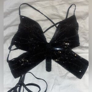 Elegant Black Sequin butterfly top
